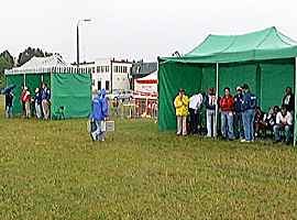 Competitors sheltering from the rain!